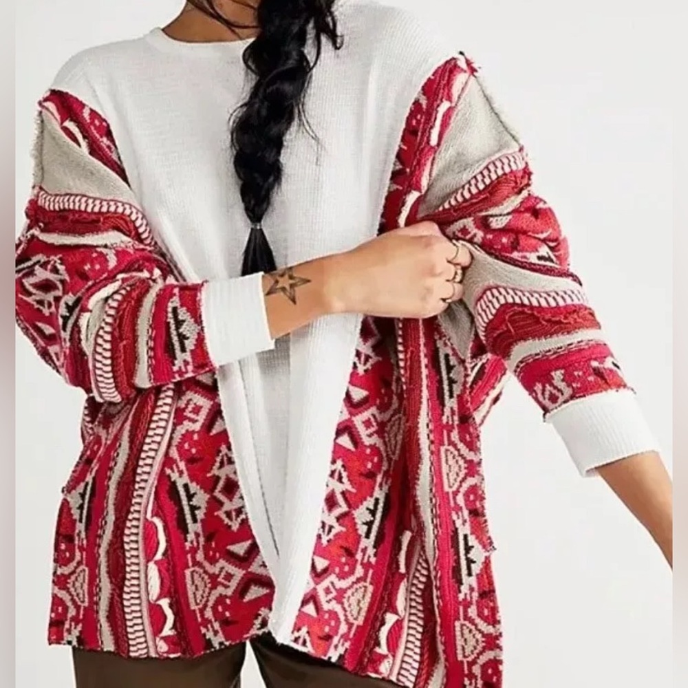Free People We The Free Say It Loud Textured 3D Knit Thermal Sweater Top  $198
